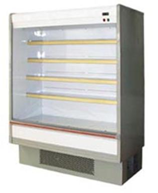 Open upright refrigerator